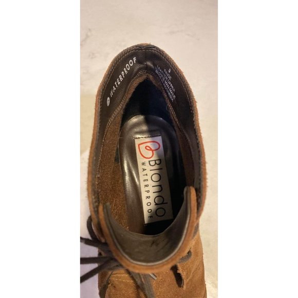 Blondo Paige Womens Size 8 Waterproof Booties Ankle Boots Lace Up Wedge Leather - Picture 5 of 6